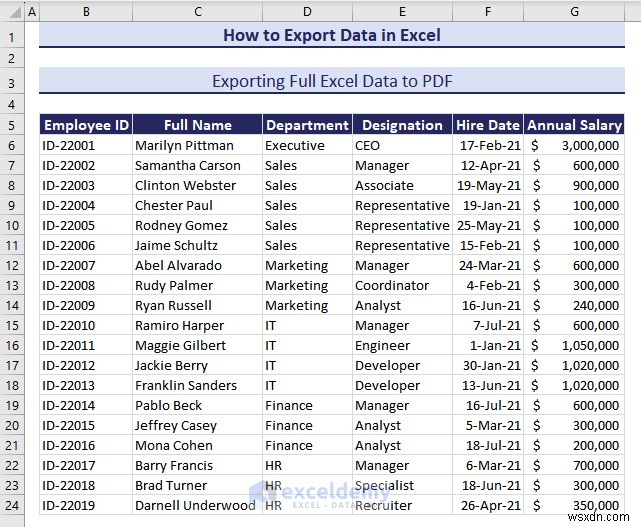 Exporting Excel Data to DOC, PDF, CSV, XML, and vCard Formats Made Easy