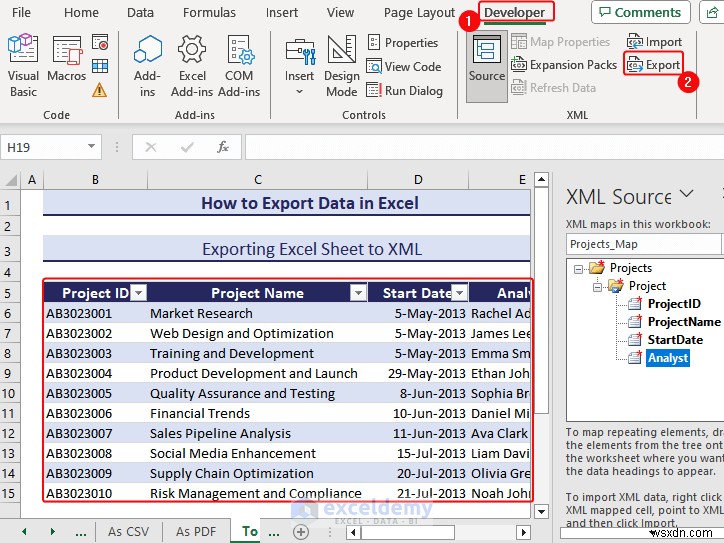 Exporting Excel Data to DOC, PDF, CSV, XML, and vCard Formats Made Easy