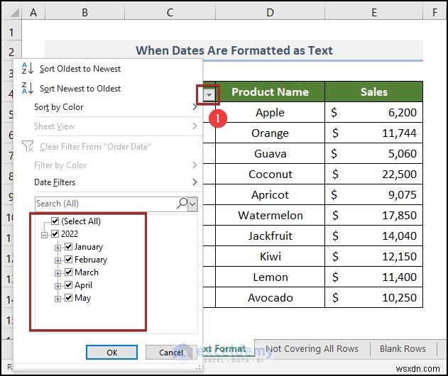 How to Fix Excel Date Filter Issues in Grocery Sales Reports