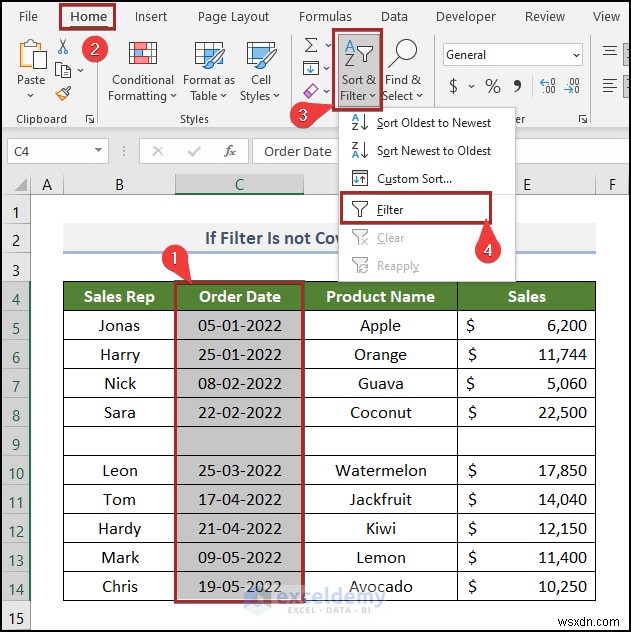 How to Fix Excel Date Filter Issues in Grocery Sales Reports