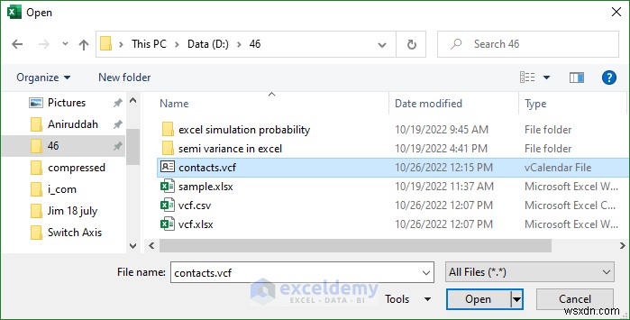 Open VCF (vCard) Files in Excel: 2 Easy Methods