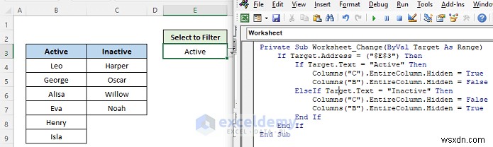 Excel Tutorial: Hide or Reveal Columns with a Drop‑Down List