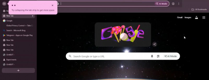 Chrome Teases Vertical Tabs, Nudges Users to Move Tabs to the Side