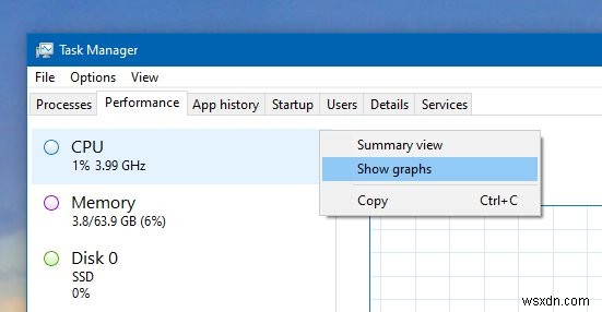 Restore Missing Graph Thumbnails in Windows 10 Task Manager