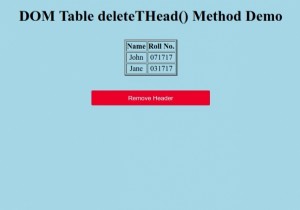 HTML DOM Table deleteTHead() Method