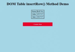 HTML DOM Table insertRow() Method