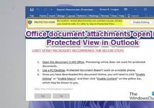 Office document attachments open in Protected View in Outlook