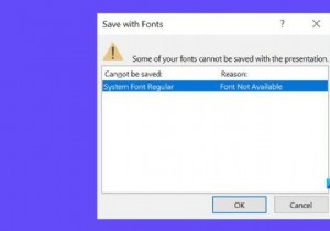 Some of your fonts cannot be saved with the presentation in PowerPoint