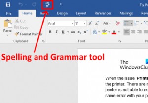 How to show Spelling and Grammar tool on Quick Access Toolbar in Word
