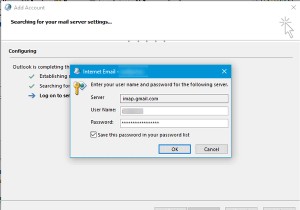 Outlook cannot connect to Gmail, keeps asking for password