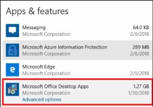 How to uninstall individual Office apps from Windows computer