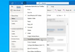 How to switch between Touch and Mouse modes in Outlook