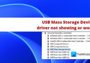 USB Mass Storage Device driver not showing or working