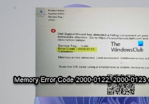 Fix Memory Error Code 2000-0122, 2000-0123 or 2000-0251 on Windows computer