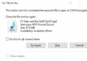 The action cannot be completed because the file is open in COM Surrogate
