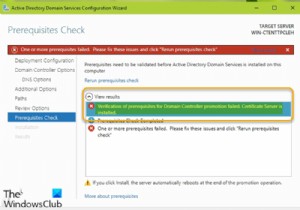 Verification of prerequisites for Domain Controller promotion failed