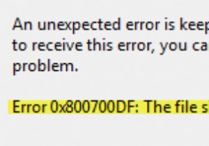 Error 0x800700DF, The file size exceeds the limit allowed and cannot be saved