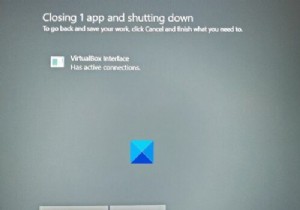VirtualBox Interface has active connections error message when shutting down