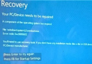 A component of the operating system has expired, Winload.exe error 0xc0000605