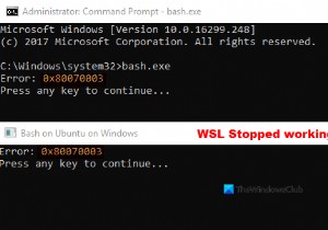 WSL stopped working with Error 0x80070003