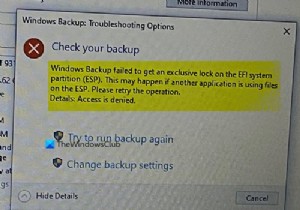 Windows Backup failed, Error code 0x8078011E