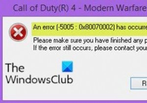 An error [-5005 : 0x80070002] has occurred while running the setup