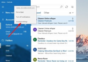 How to change order of email accounts in Windows 10 Mail app