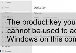 The product key you typed cannot be used to activate Windows on this computer