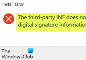 The third-party INF does not contain digital signature information