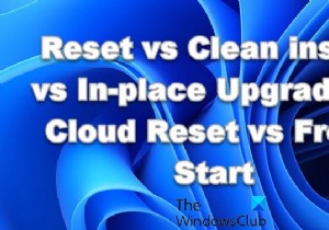 Reset vs Refresh vs Clean install vs In-place Upgrade vs Cloud Reset vs Fresh Start in Windows