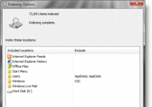 How to change the location of Search Index in Windows 10