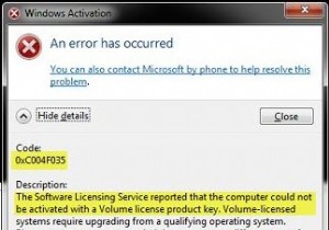 Computer could not be activated with a Volume license Product Key 0xC004F035