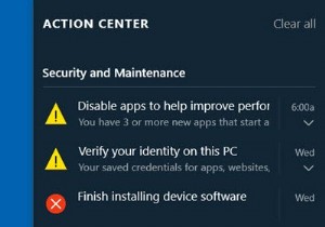 Notifications and Actions Center in Windows 10